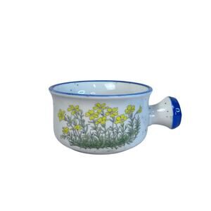 Vintage Floral Ceramic Cup | Cottagecore Retro Mug | Hand-Painted Yellow Flowers